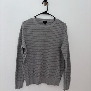 J. Crew Womens Heather Gray Striped Crewneck Sweater